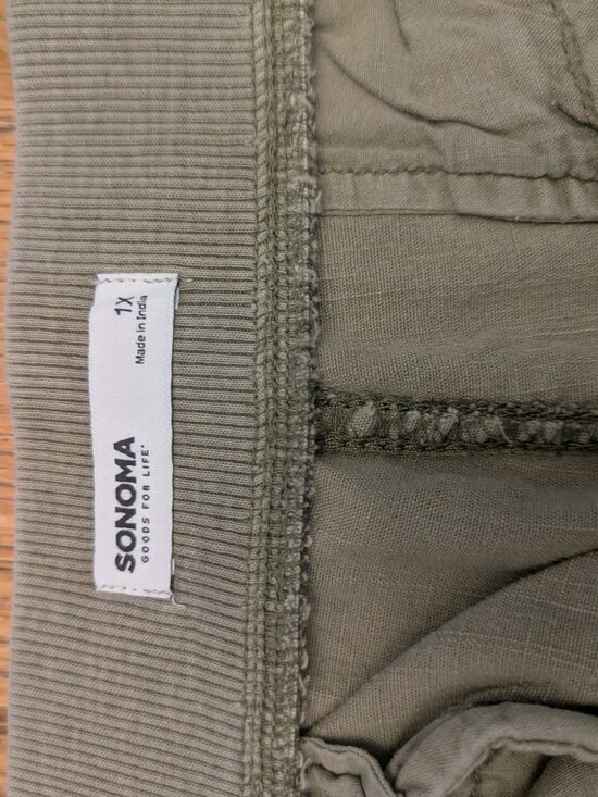 Sonoma 1X Army Green Cuffed w/ Button Elastic Waist Shorts - Picture 4 of 8